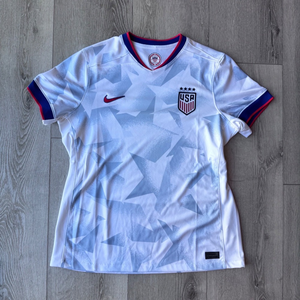 Nike USA USWNT Soccer Jersey Womens L White 4 Star Home Dri-FIT FW419826JK